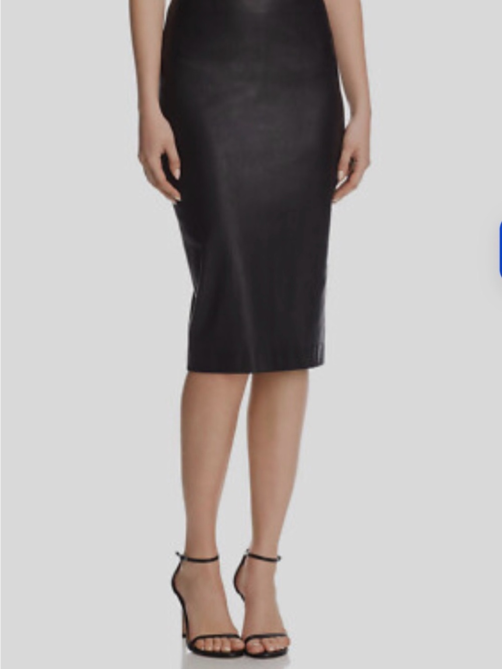Theory Black Leather Pencil Skirt